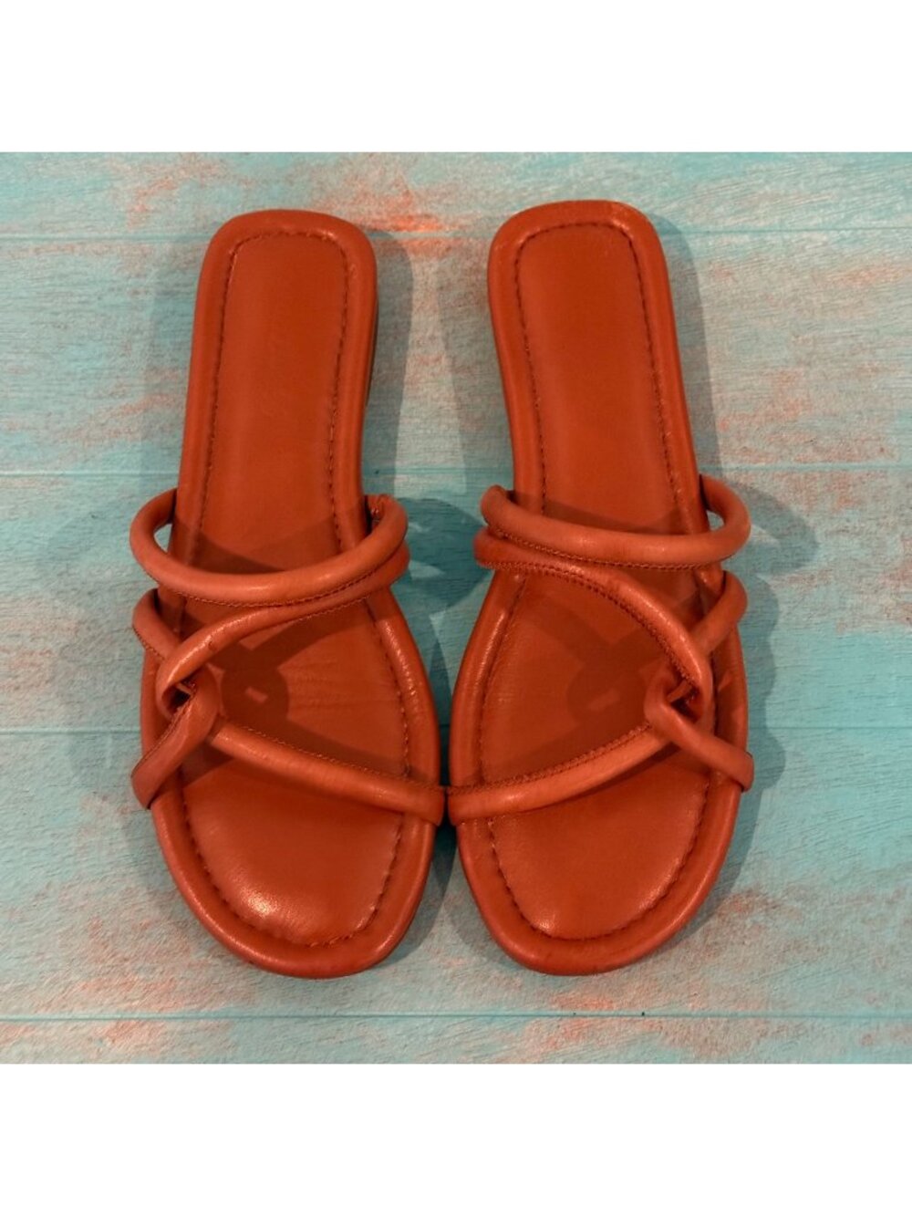 Madewell The Amel Brown Leather Slide Sandal Size Size 6.5